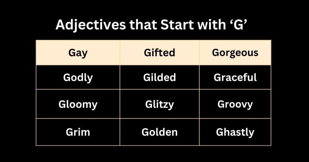 Adjectives that start with G