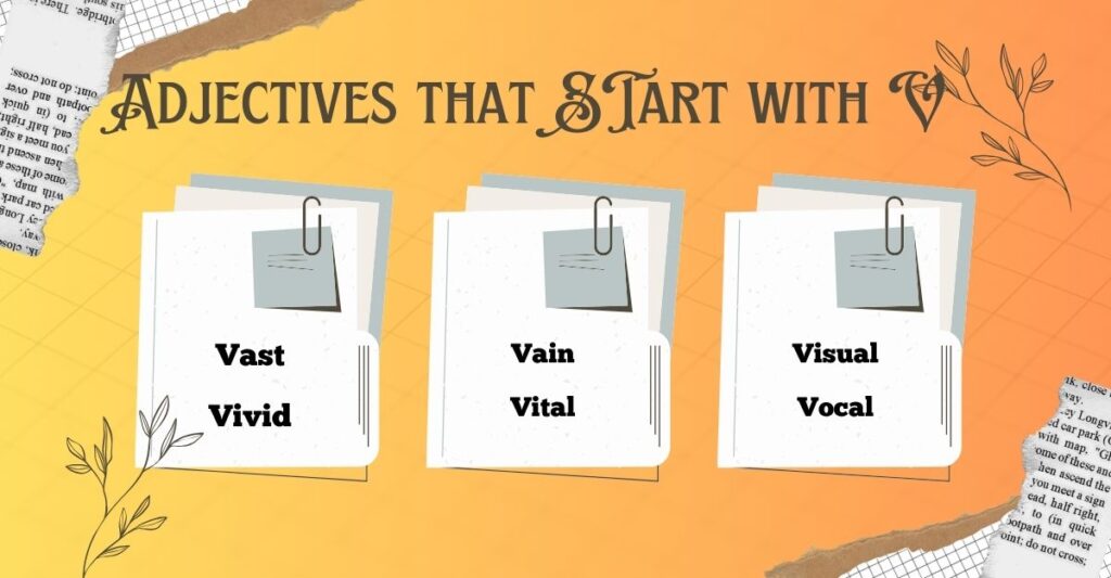 Adjectives that Start with V